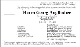 Traueranzeige Georg Anglhuber