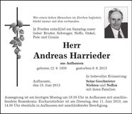 Traueranzeige Andreas Harrieder