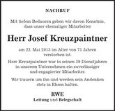 Traueranzeige Josef Kreuzpaintner