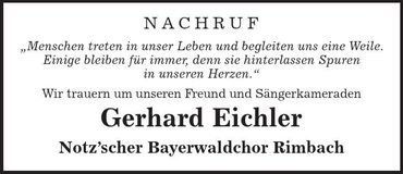 Traueranzeige Gerhard Eichler