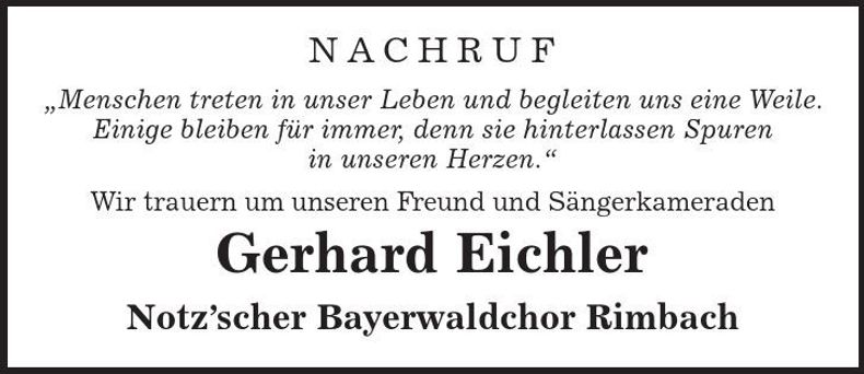 Traueranzeige Gerhard Eichler