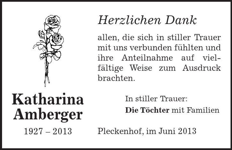 Traueranzeige Katharina Amberger