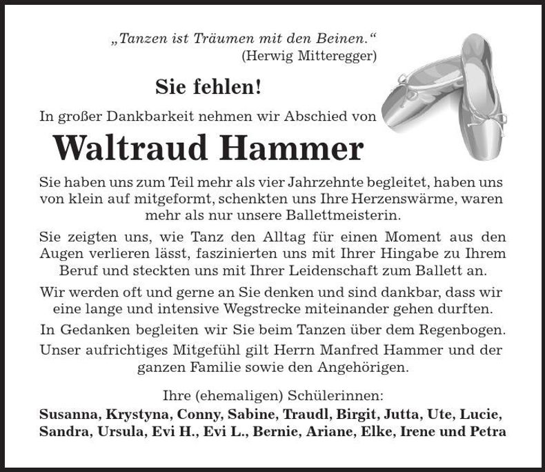 Traueranzeige Waltraud Hammer