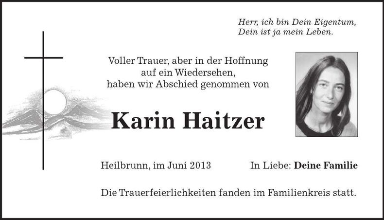 Traueranzeige Karin Haitzer