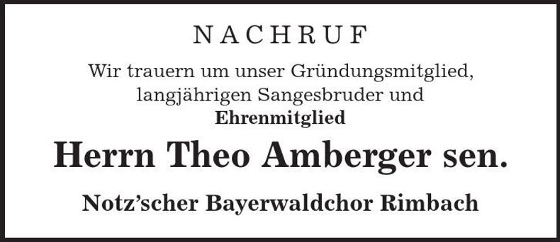 Traueranzeige Theo Amberger