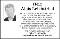 Traueranzeige Alois Leichtfried
