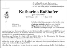 Traueranzeige Katharina Raßhofer