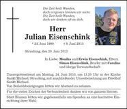 Traueranzeige Julian Eisenschink