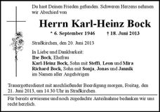 Traueranzeige Karl-Heinz Bock
