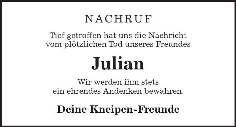 Traueranzeige Julian Eidenschink