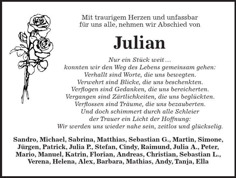 Traueranzeige Julian Eisenschink