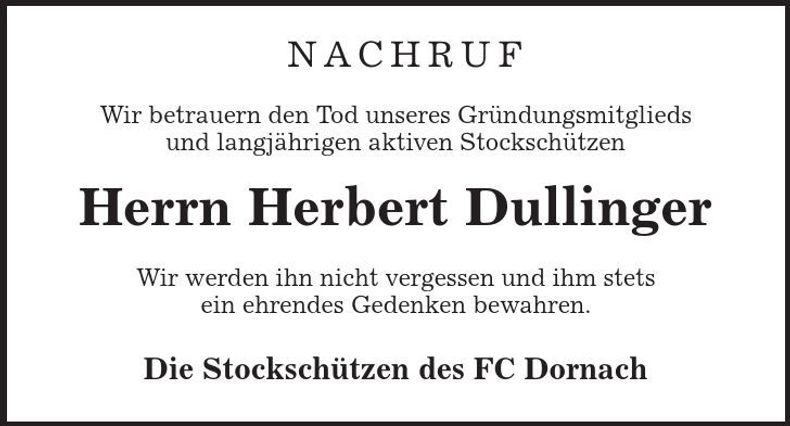Traueranzeige Herbert Dullinger