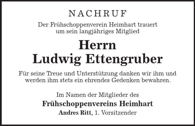 Traueranzeige Ludwig Ettengruber