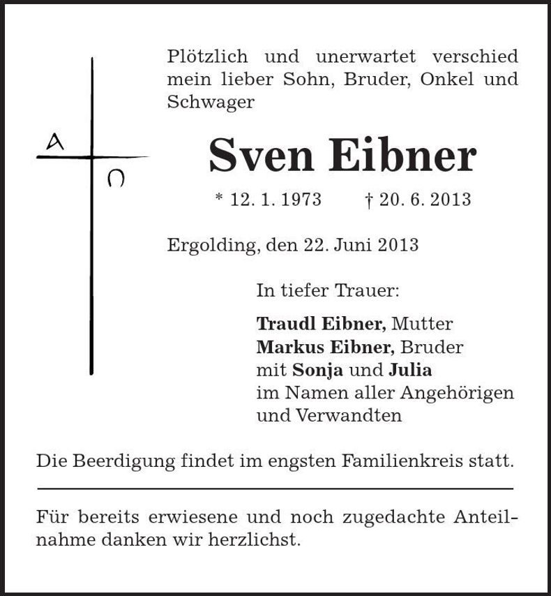 Traueranzeige Sven Eibner
