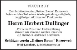 Traueranzeige Herbert Dullinger