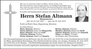 Traueranzeige Stefan Altmann