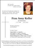 Traueranzeige Anny Keller