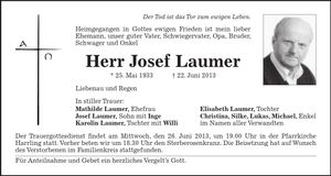 Traueranzeige Josef Laumer