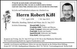 Traueranzeige Robert Kißl