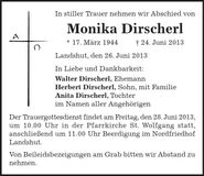 Traueranzeige Monika Dirscherl