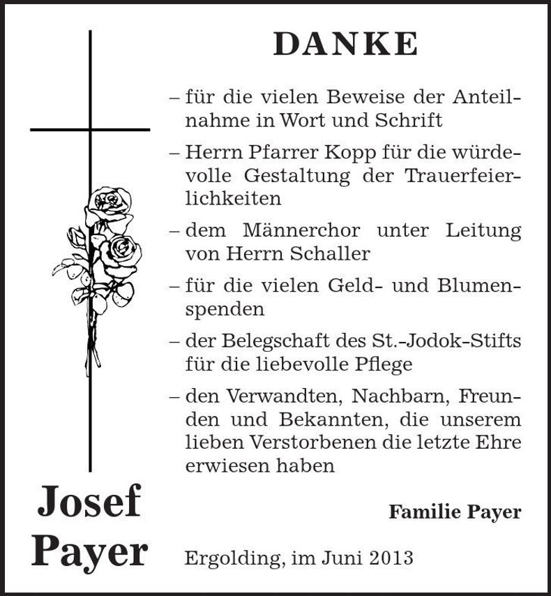 Traueranzeige Josef Payer