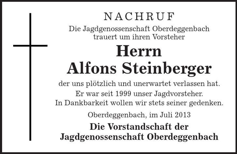 Traueranzeige Alfons Steinberger