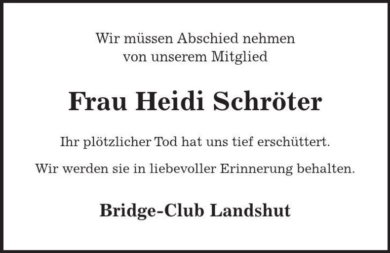 Traueranzeige Heidi Schröter