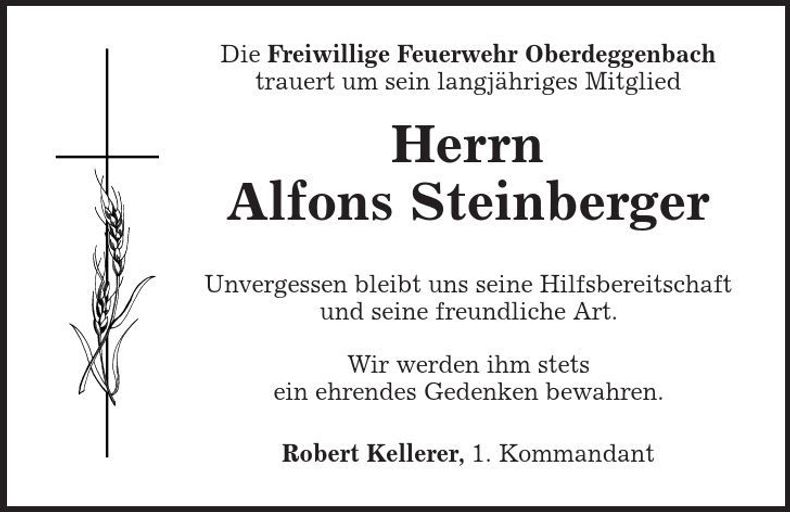 Traueranzeige Alfons Steinberger