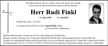 Traueranzeige Rudi Finkl