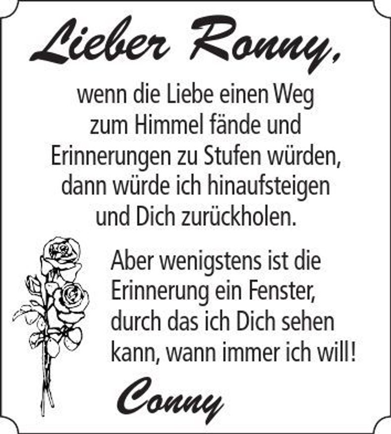 Traueranzeige Weinzierl Ronny