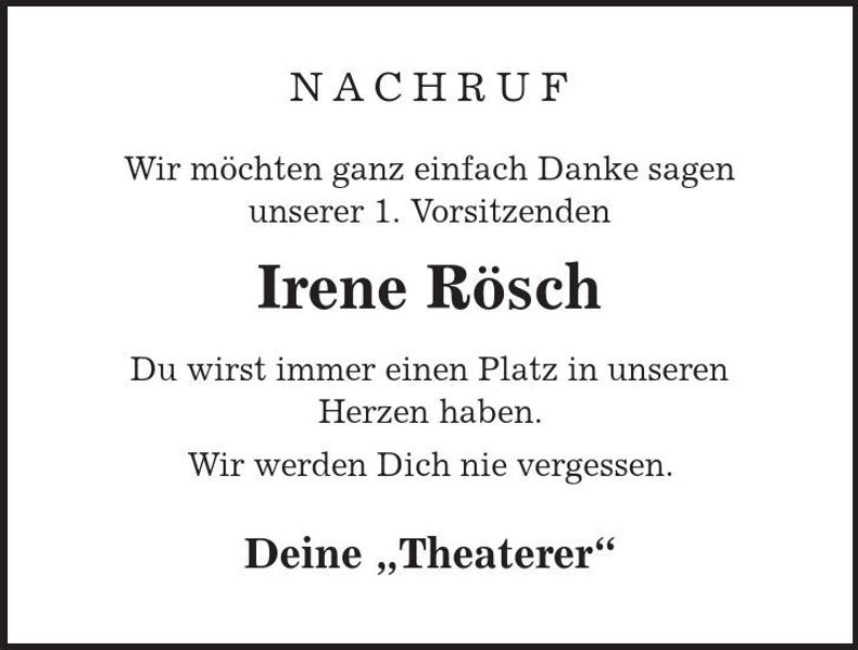 Traueranzeige Irene Rösch
