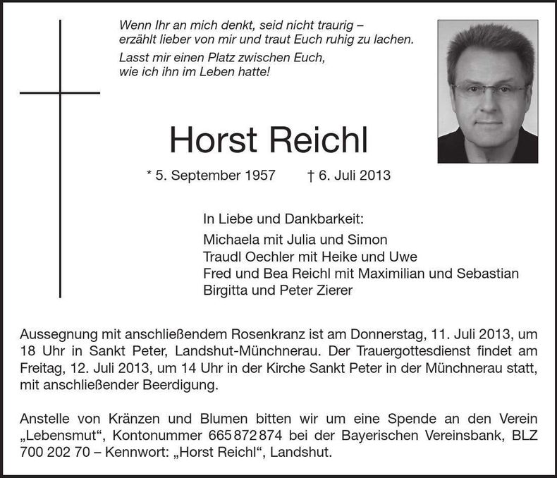 Traueranzeige Horst Reichl