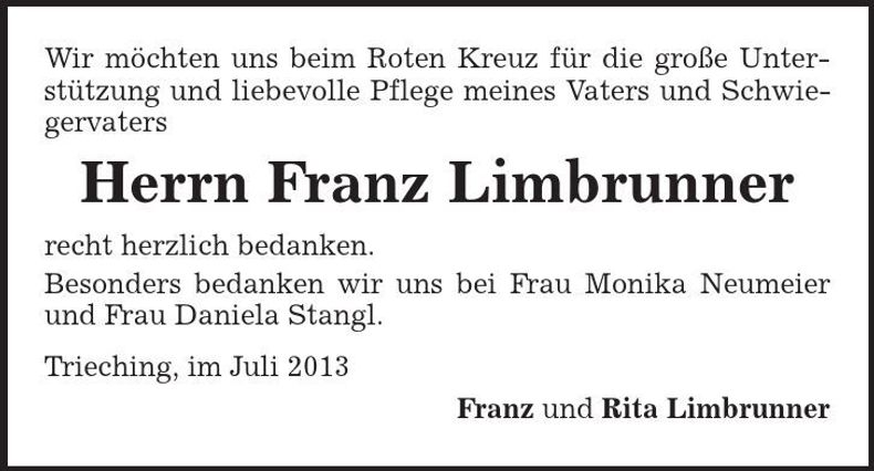 Traueranzeige Franz Limbrunner