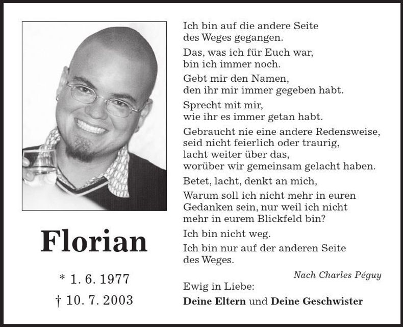 Traueranzeige Bayersdorfer Florian