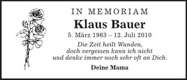 Traueranzeige Klaus Bauer