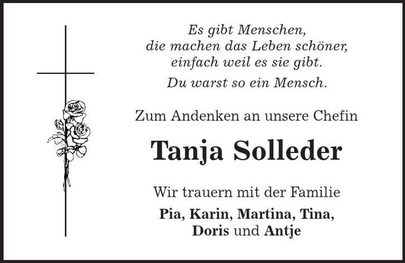 Traueranzeige Tanja Solleder