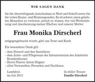 Traueranzeige Monika Dirscherl