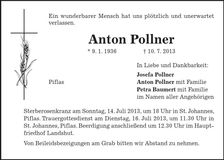Traueranzeige Anton Pollner