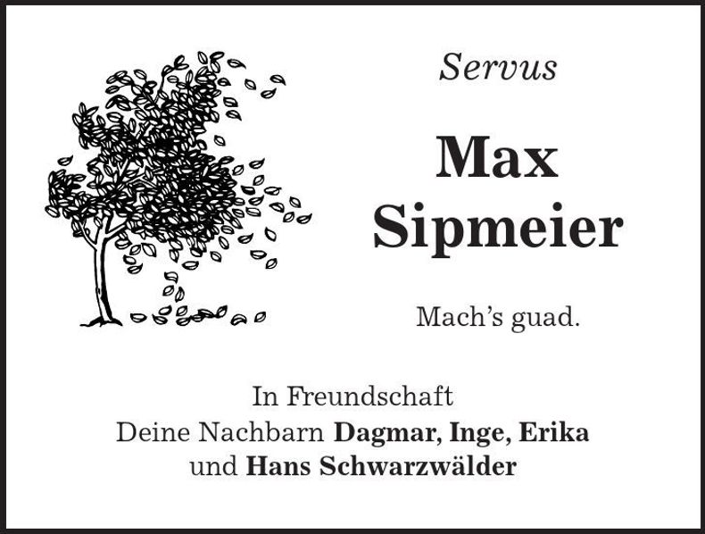 Traueranzeige Max Sipmeier