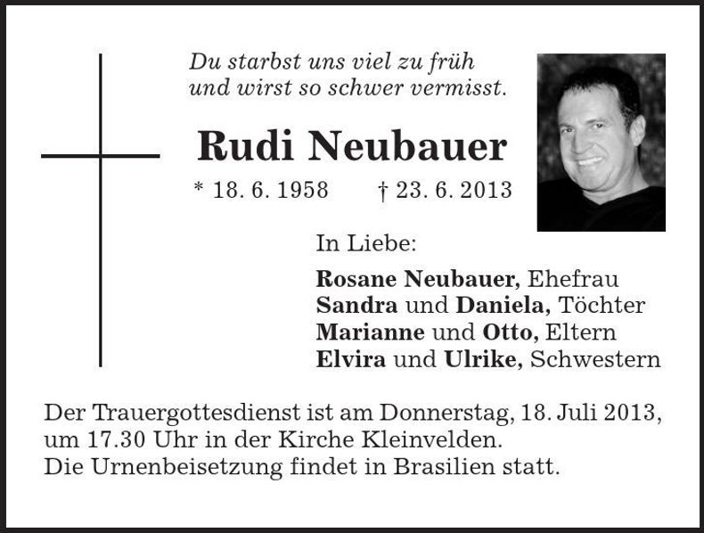 Traueranzeige Rudi Neubauer