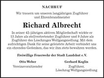 Traueranzeige Richard Albrecht
