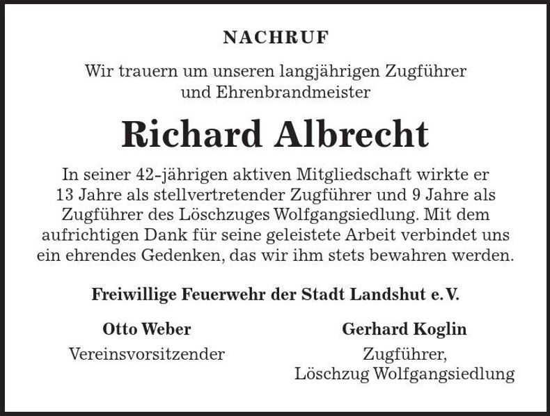 Traueranzeige Richard Albrecht