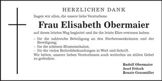 Traueranzeige Elisabeth Obermaier