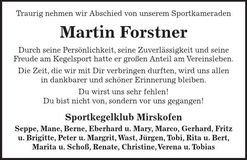 Traueranzeige Martin Forstner