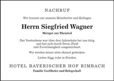 Traueranzeige Siegfried Wagner