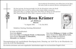 Traueranzeige Rosa Krämer