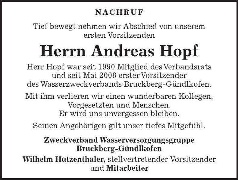 Traueranzeige Andreas Hopf