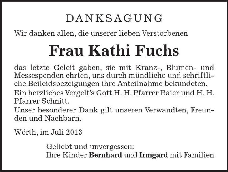 Traueranzeige Kathi Fuchs