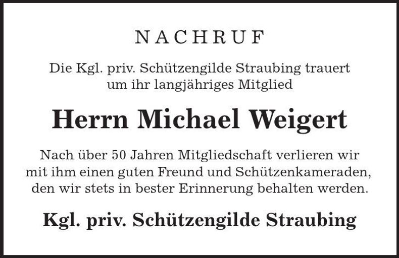 Traueranzeige Michael Weigert