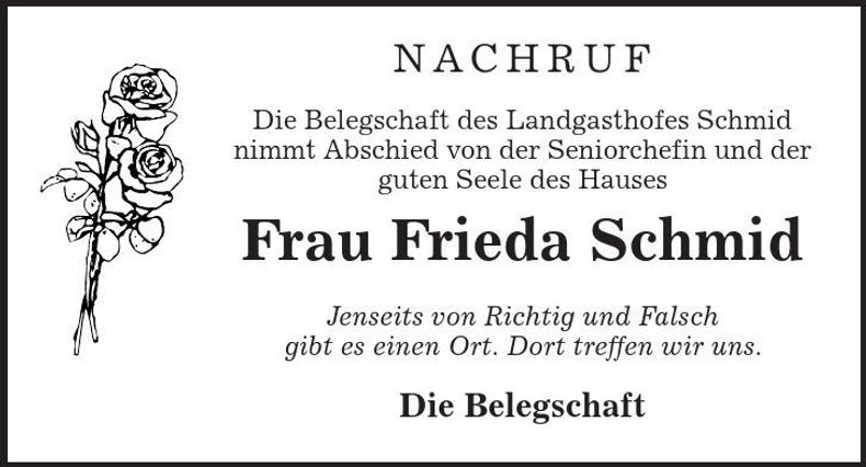 Traueranzeige F. Schmid